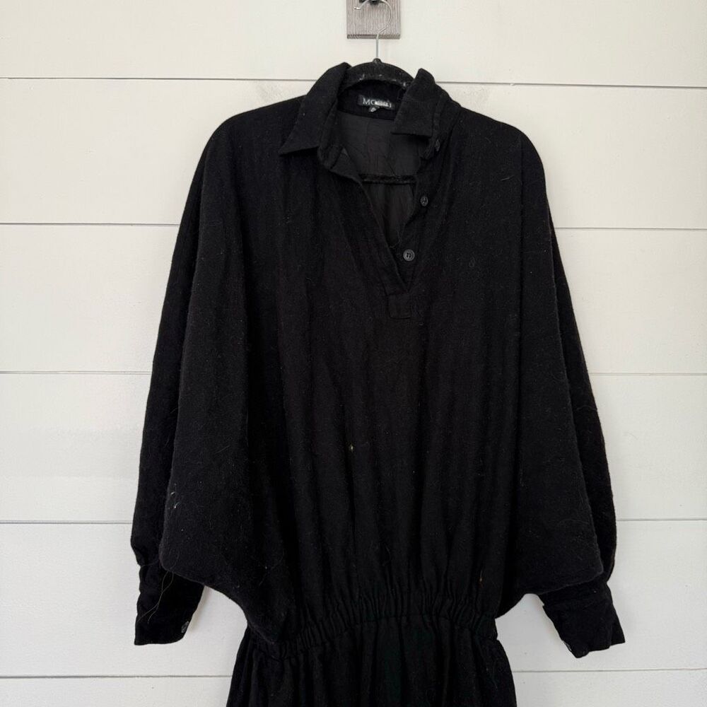 Mossi Women’s 40 Black Wool Collared Dress